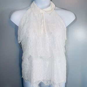 Signature Studio White Lace Sleeveless Blouse